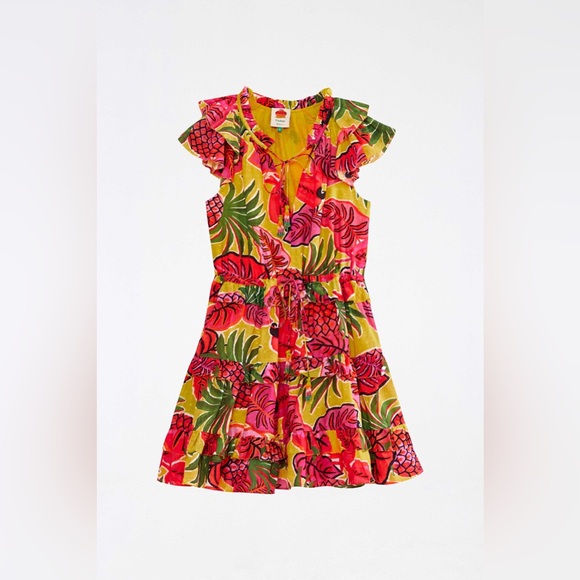 Farm Rio Yellow Fruit Dream Ruffle Mini Dress Medium - Picture 6 of 6